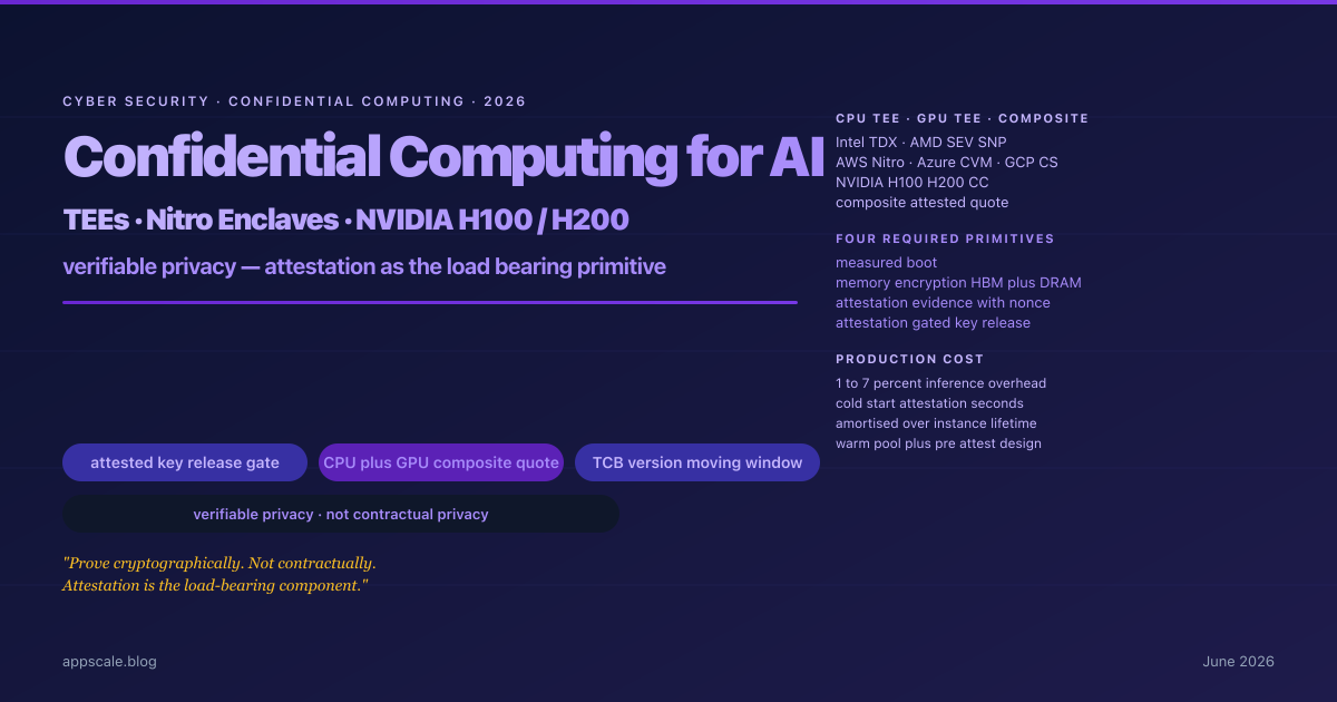 Confidential Computing for AI Inference in 2026 — TEEs, Nitro Enclaves, NVIDIA H100/H200, and the Verifiable-Privacy Architecture