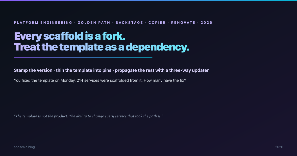 Golden-Path Template Drift: Every Scaffold Is a Fork, So Treat the Template as a Dependency With a Version and an Update Channel (2026)